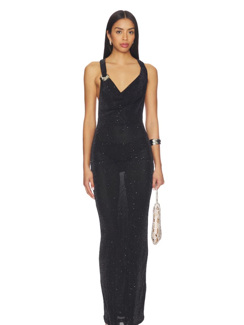REVOLVE Black Glitter Backless Maxi Dress